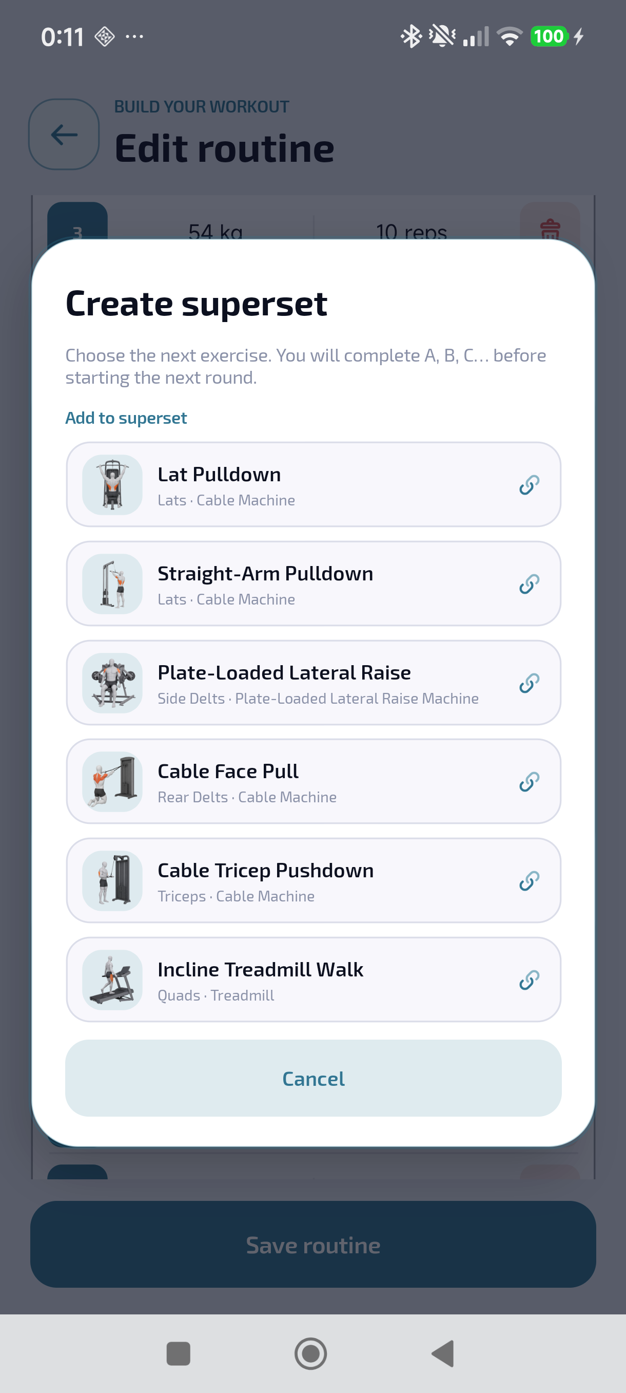 Choose the exercise to alternate