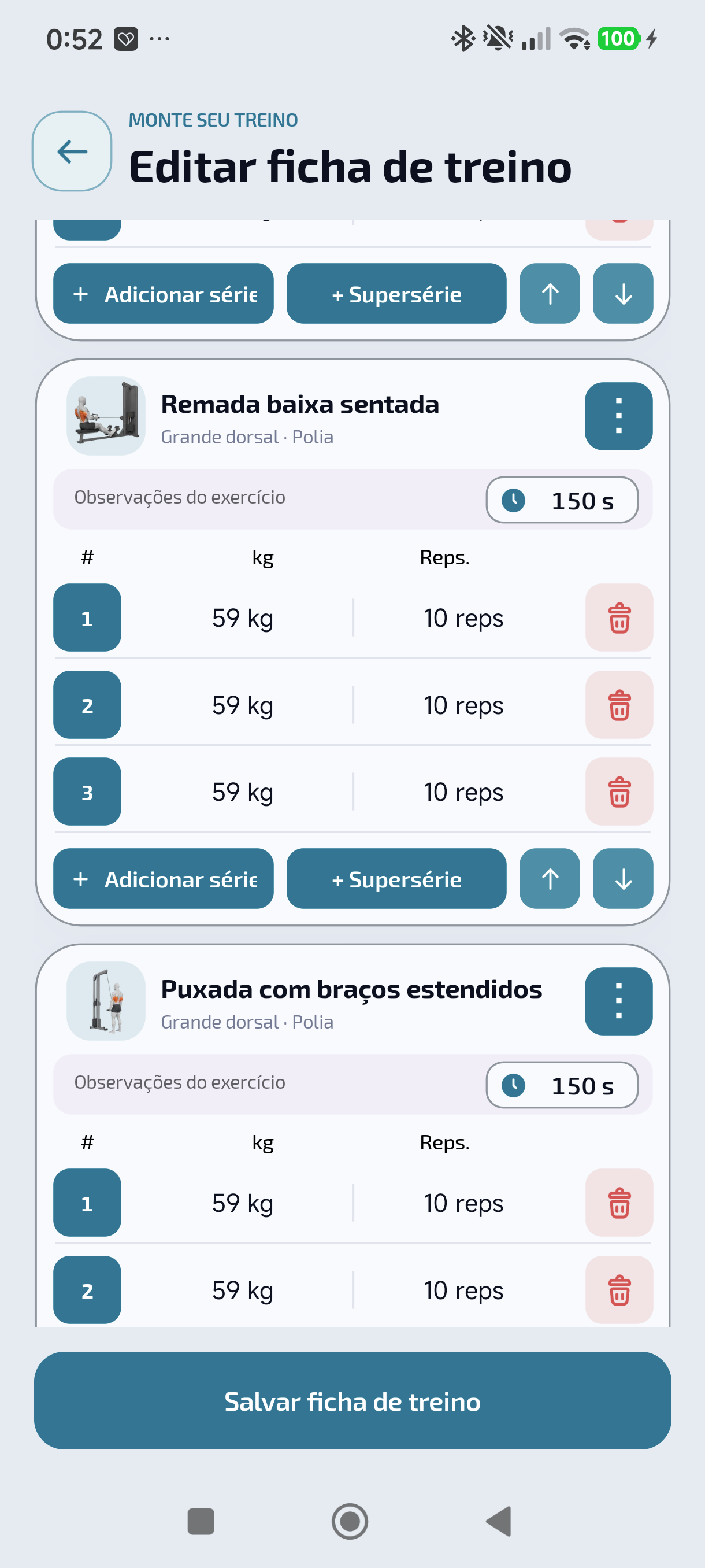 Prepare cada exercício